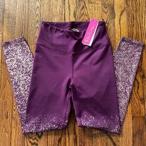 Lilly Pulitzer Luxletic Weekender Cabernet Berry Sparkle Leggings Women’s Small